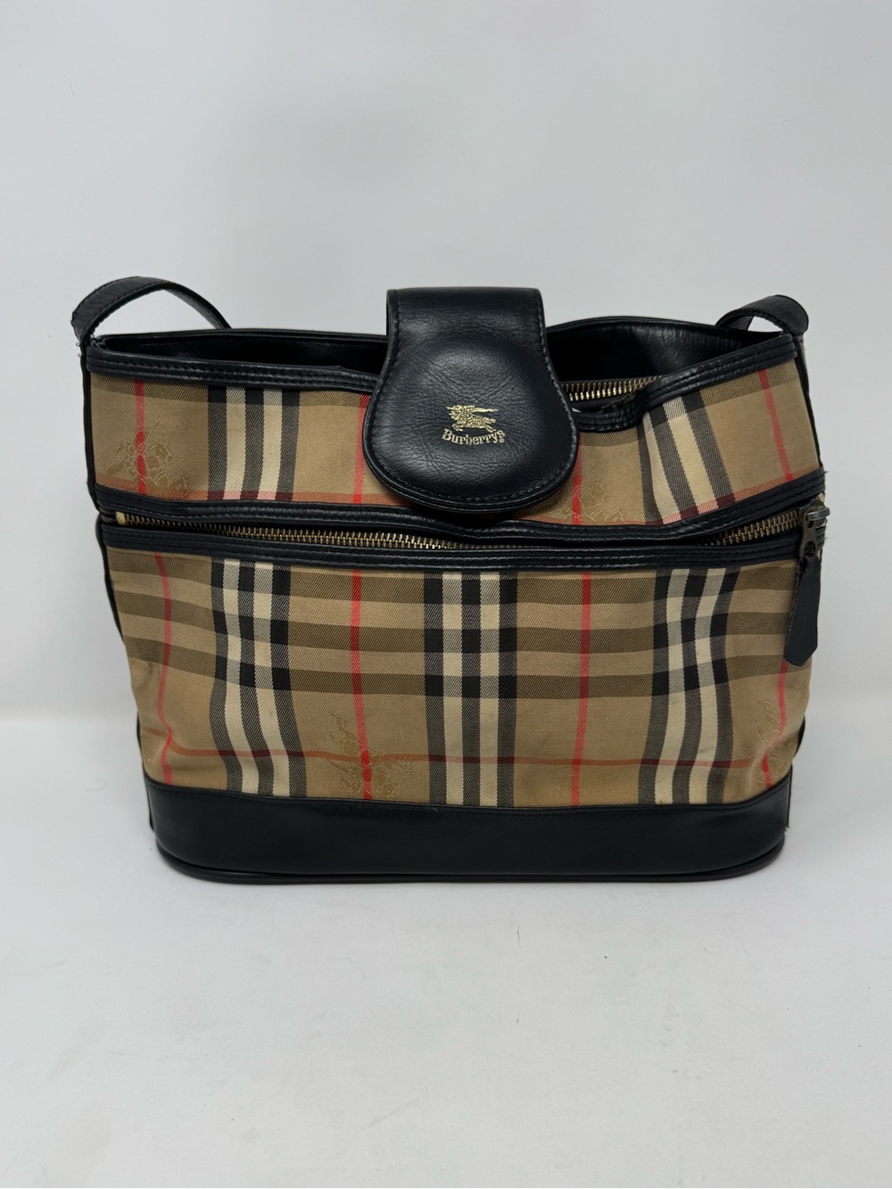 Burberry vintage 90s bucket check canvas bag